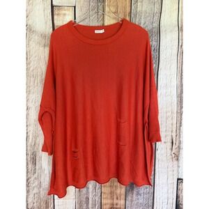 Mersea Oversized Knit Sweater Orange Coastal Relaxed Fit All Season One Size